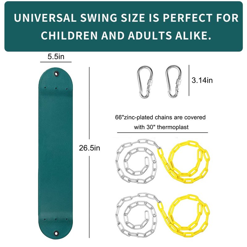 Heavy Duty 66 Inches Chain Plastic Coated Swing Seat Replacement Swing Set Accessories Outdoor
