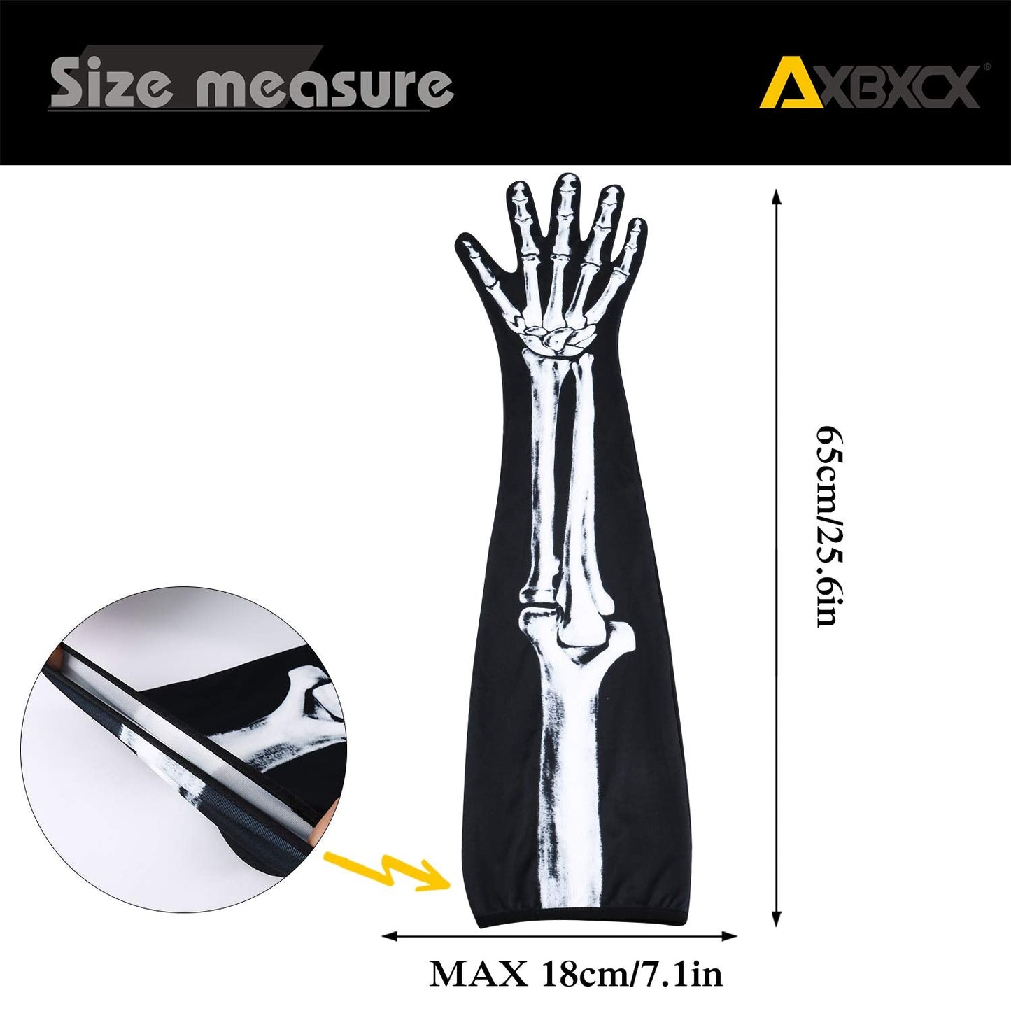 AXBXCX Skeleton Full Finger Wrist Bone Gloves Halloween Long Arm Length Dance Gloves Ghost-XT-03