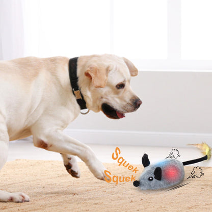 BABORUI Interactive Escaping Mice Squeaky Toys with Lights & Auto-Turn, Rechargeable Moving Toys for Small/Medium/Large Dogs & Cats (Grey)