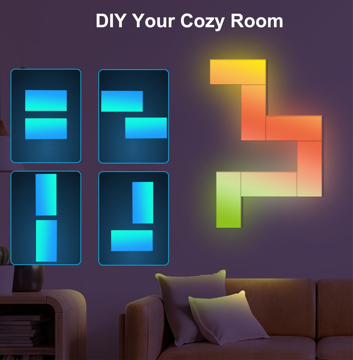 LED Hexagon Lights for Gaming Setup, Smart Home Gaming Wall Lights Work with Alexa Google Assistant, Voice, App & Remote Control, RGB-IC LED Light Panels Music Sync for Game Room Bedroom, 10 Pack