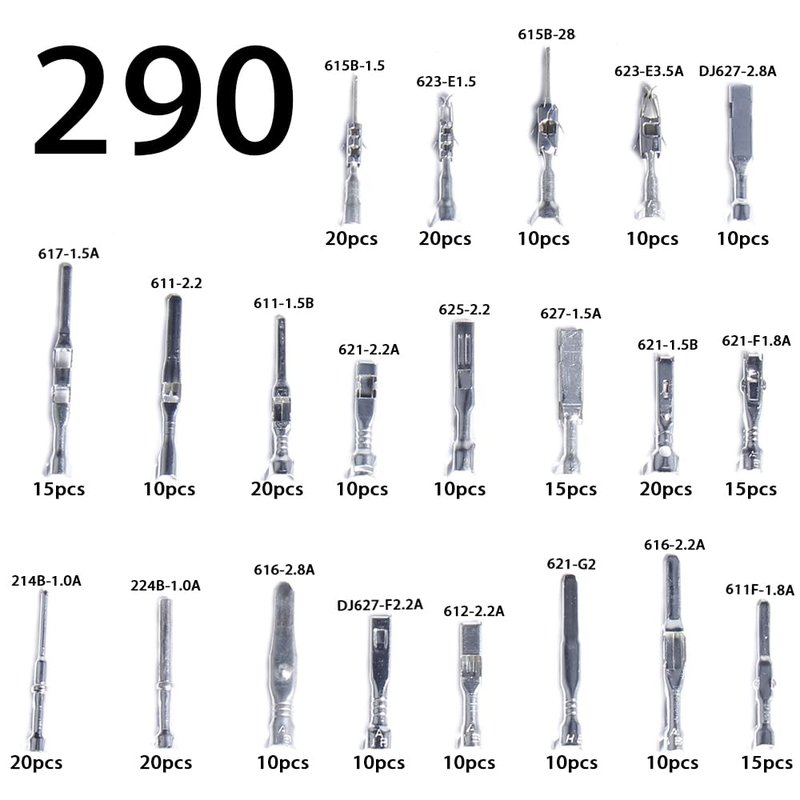 Connector Pins Crimped Terminal Kit - Automotive Electrical Wire Removal Set | Non-Insulated Male & Female Plugs | 1-3.5mm Sizes