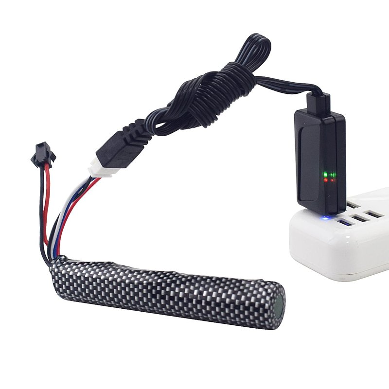 MOONZON 2PCS 3S 11.1V 2000mAh Li-ion Battery with SM-2P Plug Connector Whith Adapter and USB Charging Cable, Suitable for Airsoft Gel Water Droplet Blaster Air Gun Gel Ball Shock Wave Spare Battery