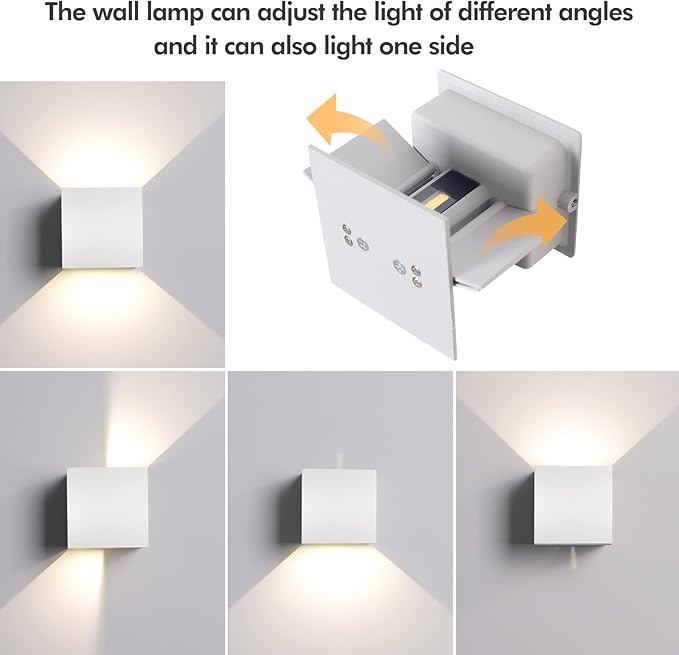 12W 4Pack Outdoor Wall Lights Exterior/Interior,LED White Outdoor Wall Sconces Light Fixtures Modern,IP65 Waterproof Square Aluminum Wall Lamps, Up and Down Lights 6500K Cold Lights