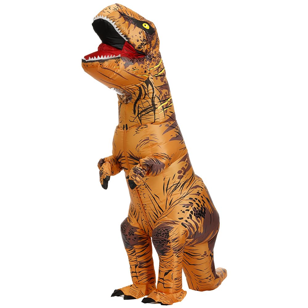 JASHKE Inflatable Dinosaur Costume Adult Blow up Trex Costumes Inflatable Dino Suit Halloween Costumes Fancy Dress for Adult (brown)