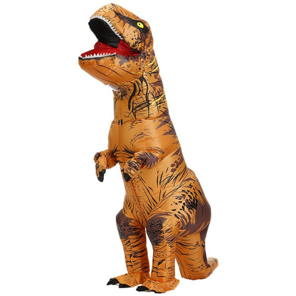 JASHKE Inflatable Dinosaur Costume Adult Blow up Trex Costumes Inflatable Dino Suit Halloween Costumes Fancy Dress for Adult (brown)