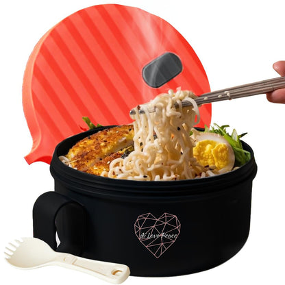 AI LOVE PEACE Ramen Bowl, 40 oz Microwaveable Noodle Cooker for Ramen, Pho, Soup, and Pasta, Dishwasher Safe and Portable, Ideal for Home, Office, Dorm, or Gift (Red)