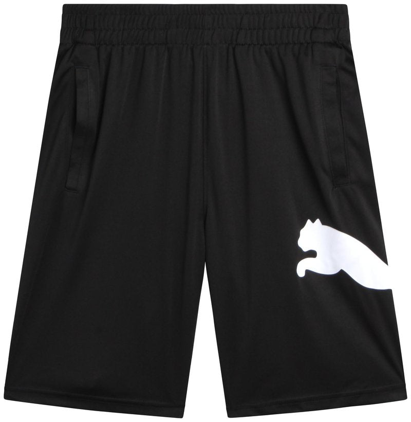 PUMA Boys Athletic Shorts - Quick Dry Breathable Interlock Performance Boys Basketball Shorts with Pockets (Sizes: 4-20), Size 14-16, Puma Black/White