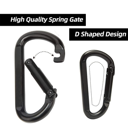 EZYA Carabiner Clip, 860lbs, 3" Iron Heavy Duty Carabiner, D Shape Hook - Hammocks, Camping, Hiking Accessories, Keychains, Caribiniers for Dog Leash, Yoga Swing, Gym etc, Black