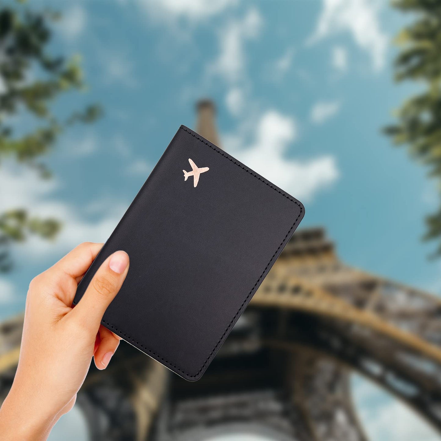 Deziliao Passport Holder,Passport Holder Card Slots, Passport and Vaccine Card Holder Combo, Cute Passport cover for Women and Men, with Waterproof Rfid Blocking, Passport Travel Wallet(Black)