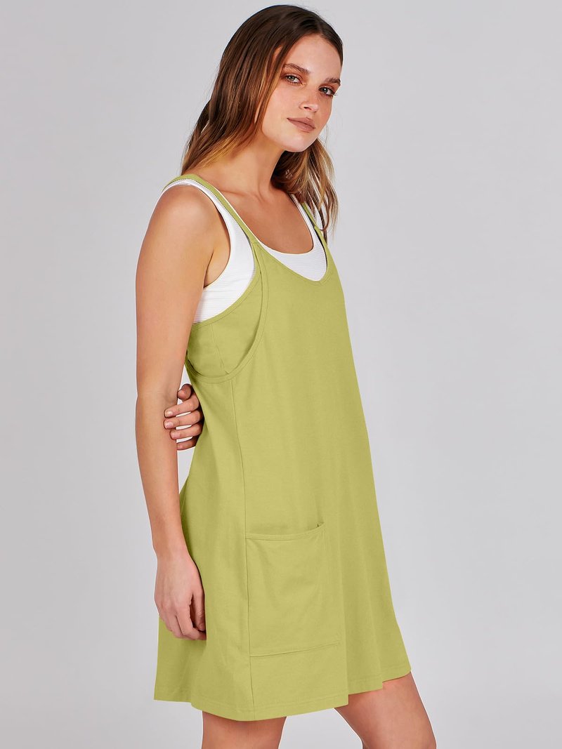 ANRABESS Women Athletic Dress Summer Tennis Workout Active Sports Mini Romper Dress Built in Shorts Travel Vacation Clothes Light Green X-Large