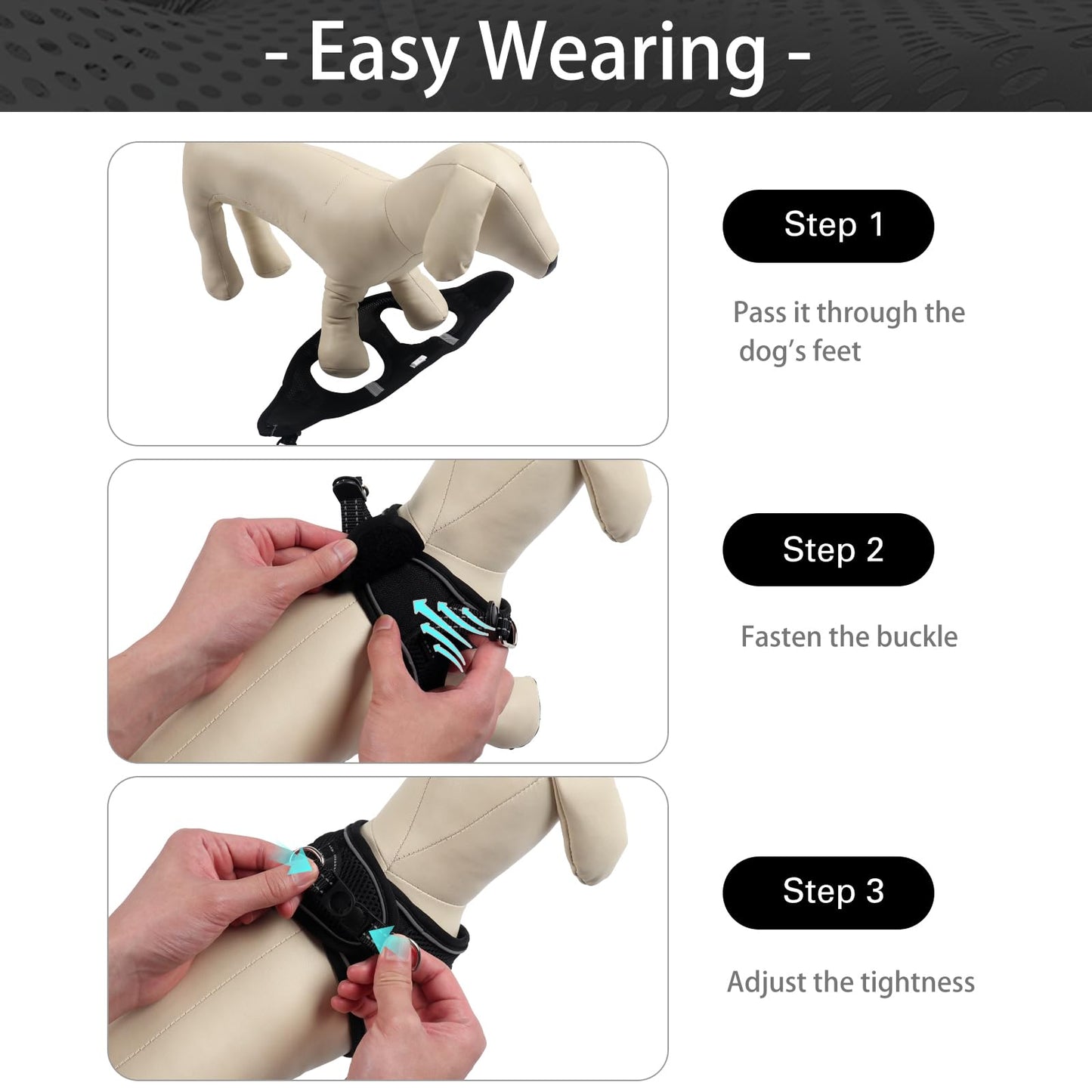 Dog Harness for Small Dogs, Small Dog Harness and Leash Set, Honeycomb Grid, Reflective Lightweight Harness & Anti-Twist Pet Lead (Multi Color, Size: XS-S-M) (XS, Black)