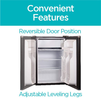 BLACK+DECKER 2.5 Cu. Ft. Compact Refrigerator, ENERGY STAR Certified, Single Door Mini Fridge with Chiller Compartment, Personal Fridge for Home or Dorm Room, R600a Refrigerant, BCRK25B, Black