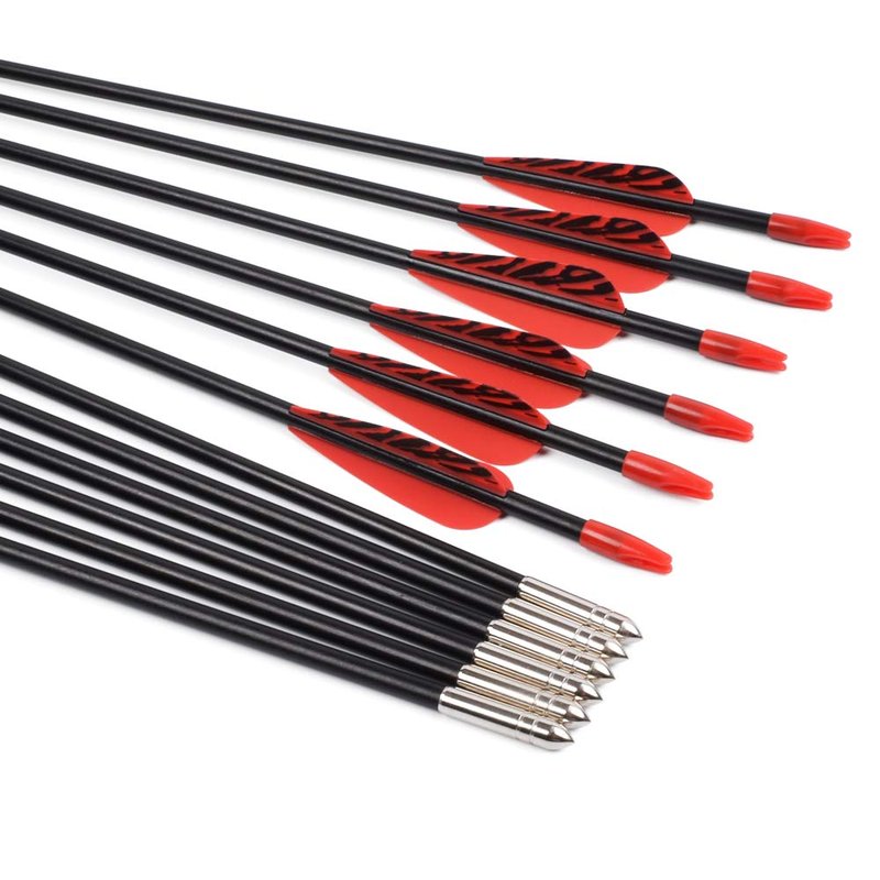 Fiberglass Arrows Archery 28 Inch Target Shooting Practice Safetyglass with Red Spots Vanes for Recurve Bows Suitable for Youth Woman Beginner 6 PCS