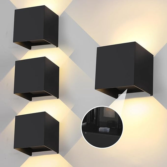 4 Pack 20W Exterior Lights for House,Up and Down Lights Outdoor Sconces Wall Lighting Fixtures Wall Mount - ETL Listed,3000K/4000K/6500K Indoor Wall Sconces Black Modern Outdoor Wall Lights 4.72-Inch