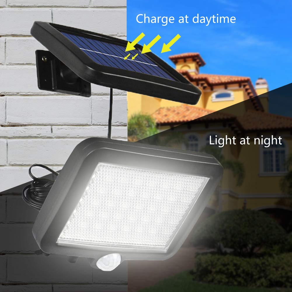 Jorft Solar Security Lights, 56 LED Solar Wall Lamp Human/Light Sensor Waterproof Super Bright Lights for Garden, Fence, Door, Yard or Entrance Use