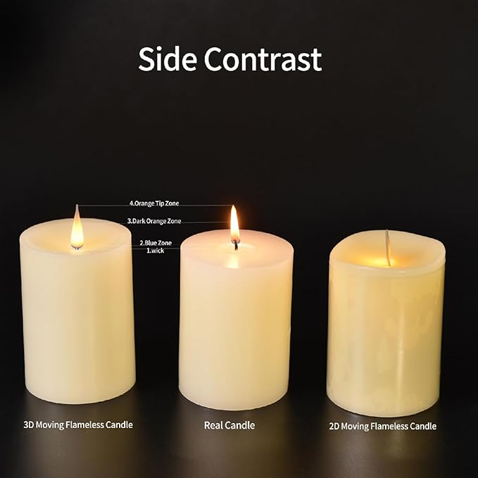 Mosaic Glass Flameless Candles with Remote Timer - 3D Moving Flickering LED, Remote Timer & Battery Operated, Real Wax Interior for Home/Christmas Decor(Yellow Cracked Glass)