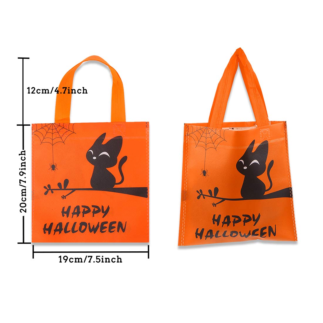 CCINEE 24pcs Non-Woven Treat Bags 8 Cute Halloween Pattern Totes Party Bags with Handles for Kids' Halloween Trick or Treat Party Favor Supply
