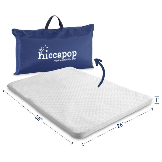 hiccapop Playpen Mattress Pad - 1.0" Thick Playard Mattress Topper for Pack and Play with Washable Cover and Carry Bag