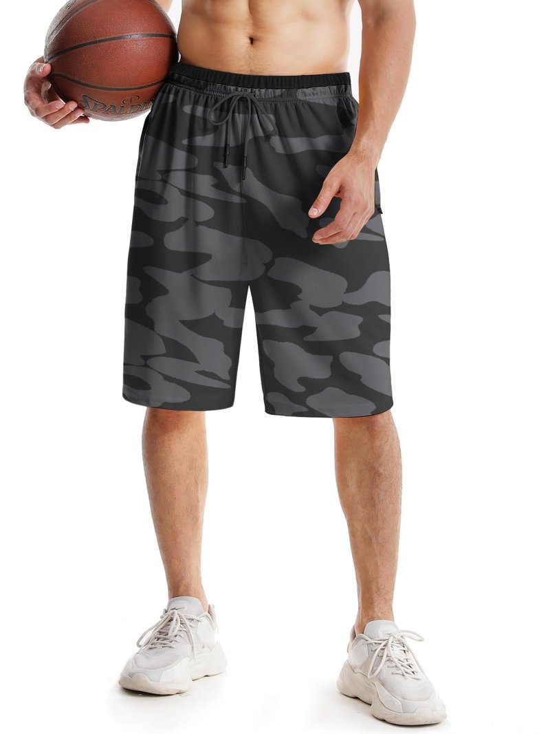 Aolesy Men's Basketball Shorts with Zipper Pockets Lightweight Quick Dry 10 Inch Workout Shorts for Men Athletic Gym
