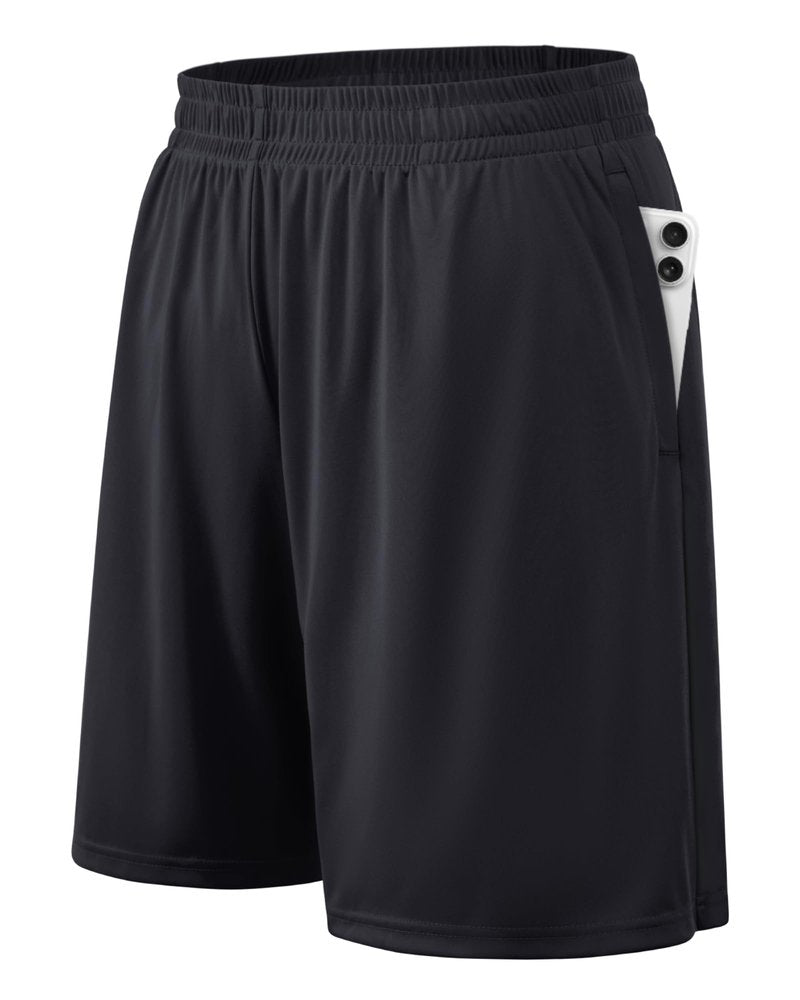 BALENNZ Athletic Shorts for Men with Pockets and Elastic Waistband Quick Dry Activewear Black