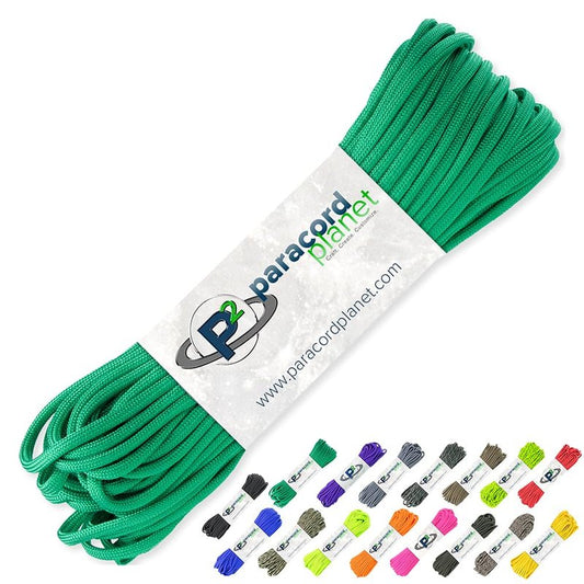 Paracord Planet 100' Hanks Parachute 550 Cord Type III 7 Strand Paracord Top 40 Most Popular Colors (Kelly Green)