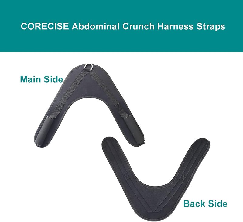 Abdominal Crunch Harness - V-Shape Exercise Straps for Cable Machines | Black Shoulder Support