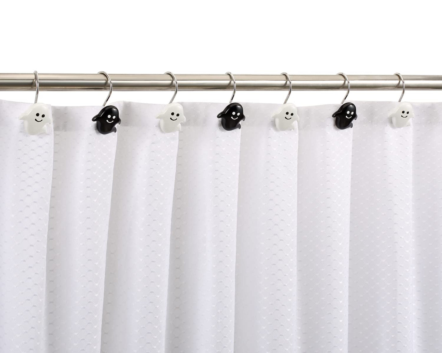 CHICTIE Halloween Shower Curtain Hooks, Black White Nightmare Decorative Shower Rings for Bathroom Shower Curtains Rods,Set of 12 Premium Rust-Resistant Shower Hooks Hangers Cute Spooky Design