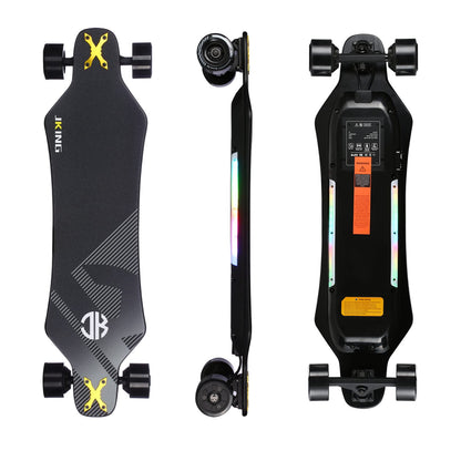 Electric Skateboard Electric Longboard with Remote Control Electric Skateboard,900W Hub-Motor,26 MPH Top Speed，21.8 Miles Range,4 Speed Adjustment，Max Load 330 Lbs,6 Months Warranty