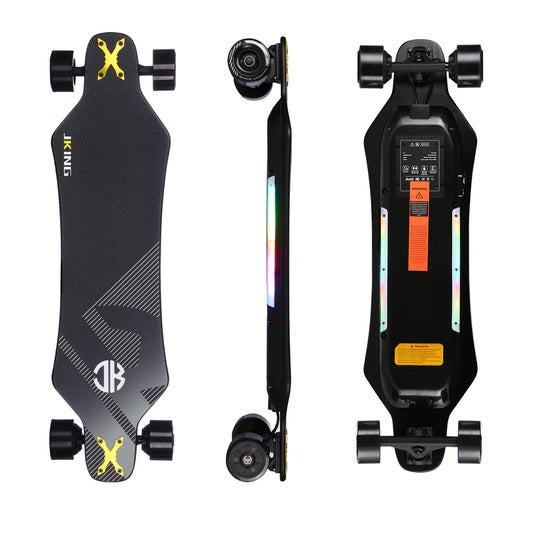 Electric Skateboard Electric Longboard with Remote Control Electric Skateboard,900W Hub-Motor,26 MPH Top Speed，21.8 Miles Range,4 Speed Adjustment，Max Load 330 Lbs,6 Months Warranty