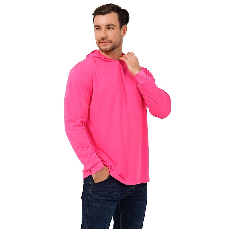 ProtectX High Visibility Sun Protection Lightweight Long Sleeve Hoodie, UPF 50+ Quick-Dry, SPF UV Shirt, Active Wear - Pink, Large