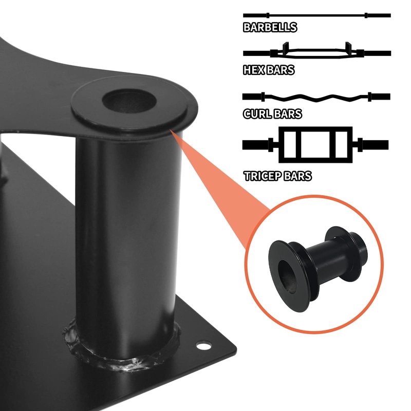 Barbell Holder Floor Stand Barbell Storage Rack Fit for 1" and 2" Olympic Bars, Hex Bars Trap Bars Curl Bars Triceps Bars,Holds 5 Bars