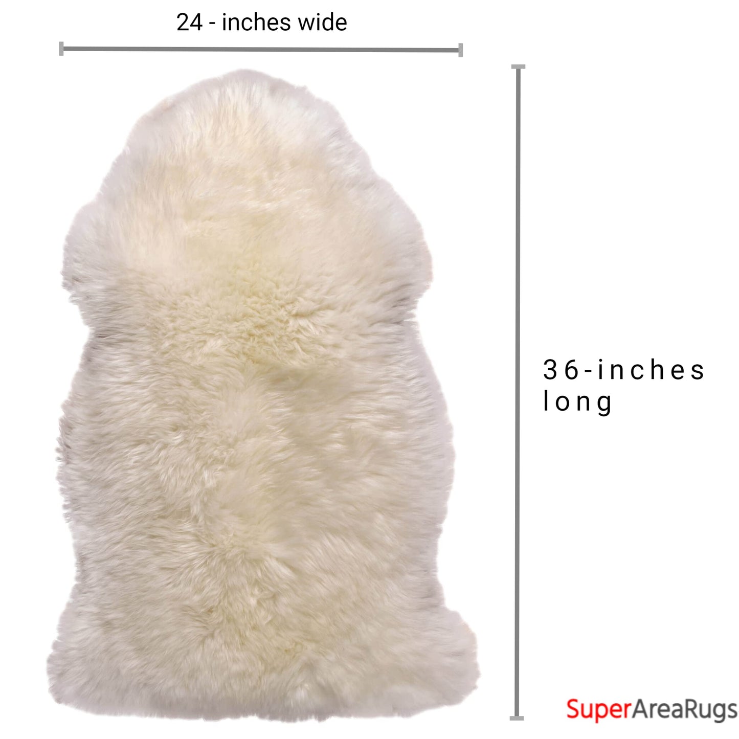Premium Genuine Fur Sheepskin Rug - Real N.Z. 100% Sheepskin Natural Luxury Fluffy Lambskin Fur Area Rug - Seat Cover for Sofa Chair and Bedroom - 2' W x 3'L - Natural Creamy White Wool
