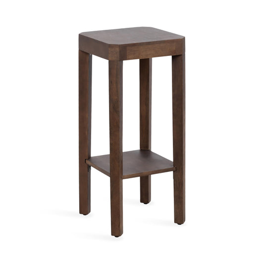 Kate and Laurel Talcott Modern Square Wood Drink Table, 12 x 12 x 28, Dark Brown, Transitional Decorative Two-Tier Pedestal Table for Use as Plant Stand Indoors or Living Room Decor Accent