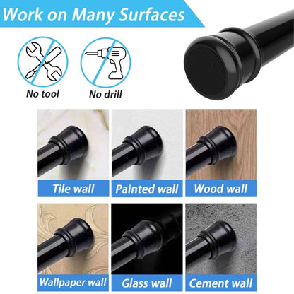 1PC Tension Rod No Drill Shower Curtain Pole Extendable Curtain Poles Shower Curtain Rail for Bathroom, Window, Door, Wardrobe, 73-145cm/28.74-57.09Inch(Diameter:25mm) White