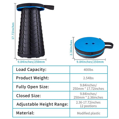 Boreeman Upgraded Folding Stool Lightweight Yet More Sturdy with Load Capacity 400lbs Portable Collapsible Stool for Camping Fishing Hiking BBQ (Blue)