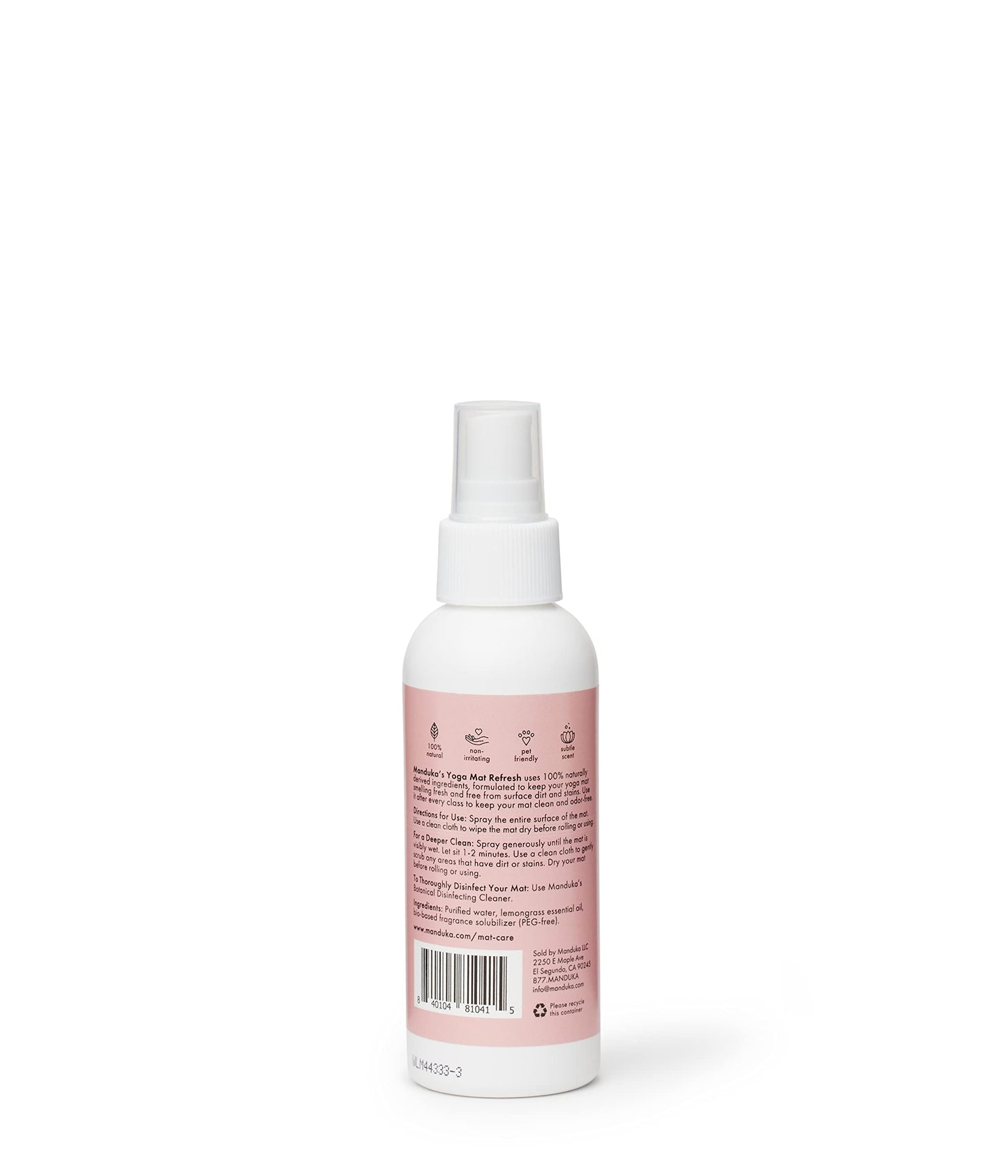 Manduka Yoga Mat Wash and Refresh – 100% Natural Essential Oil Yoga Mat Cleaning Spray, Fitness Equipment and Gym Accessories Cleaner, Non-irritating, Pet Friendly | Lemongrass Scent, 8 oz