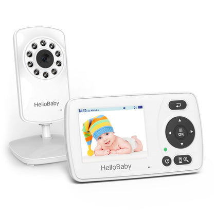 HelloBaby Monitor with Camera and Audio, 1000ft Long Range Video Monitor-No WiFi, Night Vision, VOX Mode-Power Saving, 2.4'' Portable Travel Screen, Safety Camera, for Baby/Pet, Plug & Play