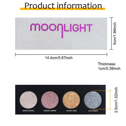 AMY'S DIARY 4 Colors Shany Highlight Eyeshadow Palette Cosmetics, Shimmer Eye shadow Palette, Cruelty-Free and Vegan Formula, Glitter Shimmer Eyeshadow for Professional Makeup Kit(12#)