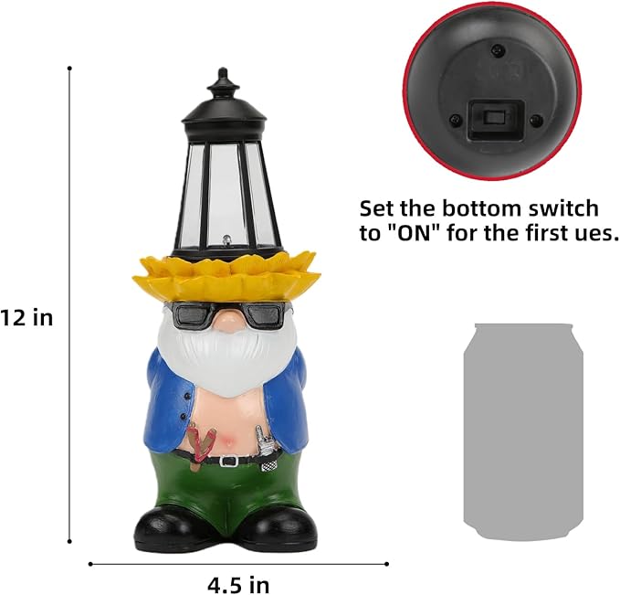 Garden Gnome Statue with Solar Lantern Lights Guardian Sculptures Outdoor Decorations Patio Lawn Yard Garden Decor Large Figurine Gifts for Women Mom