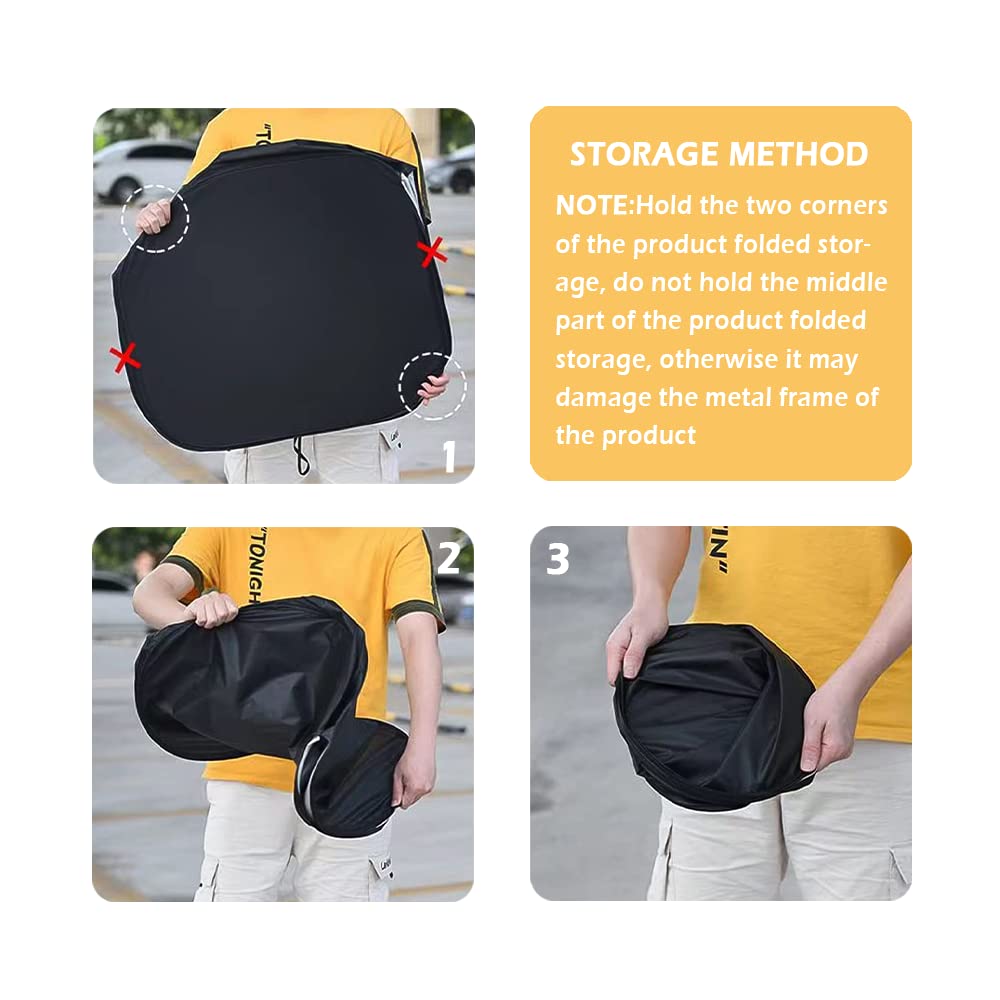 Front Windshield Shade - Portable, Folding, UV & Heat Resistant Sun Blocker - Keeps Car Cool, Universal Fit for Car, Truck, SUV (M: 55.12 x 27.56 Inch)