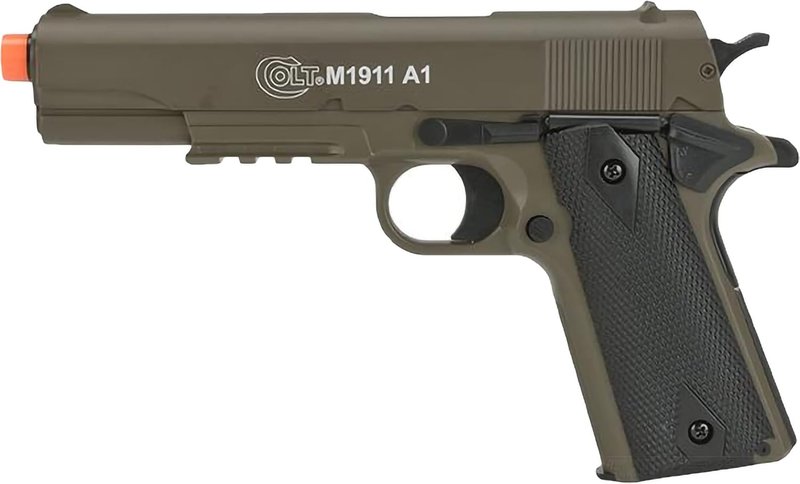 Colt Licensed M1911A1 Full Size Airsoft Spring Pistol - Metal Top | Tan Color