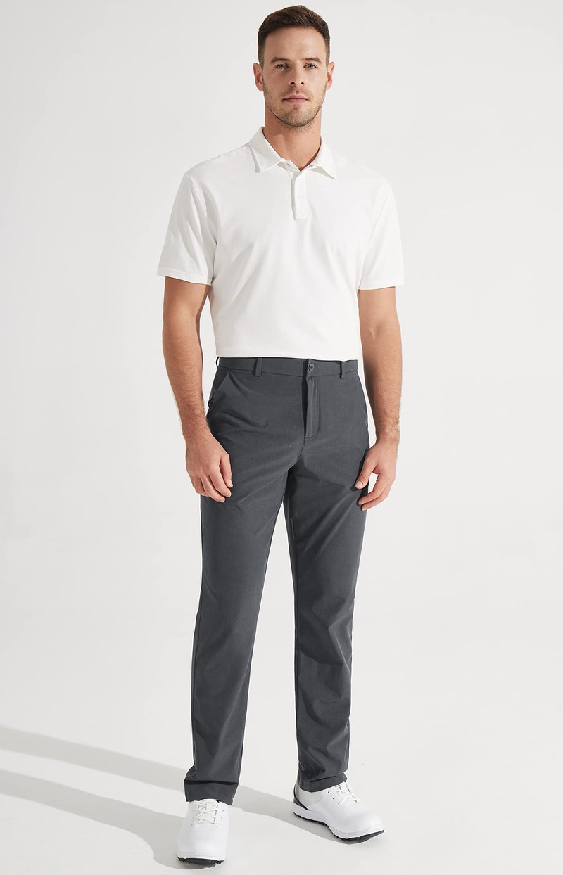 Libin Mens Golf Pants Classic Fit Stretch Work Dress Pants 32" Quick Dry Lightweight Business Casual Trousers Comfort Water Resistant, Iron Grey, 33W x 32L