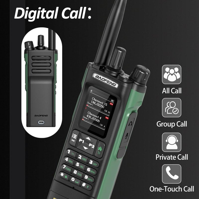 BAOFENG DM32 DMR Radio | Handheld Walkie Talkie with GPS & NOAA Weather | Long Range, 2500mAh Battery, USB-C Charging