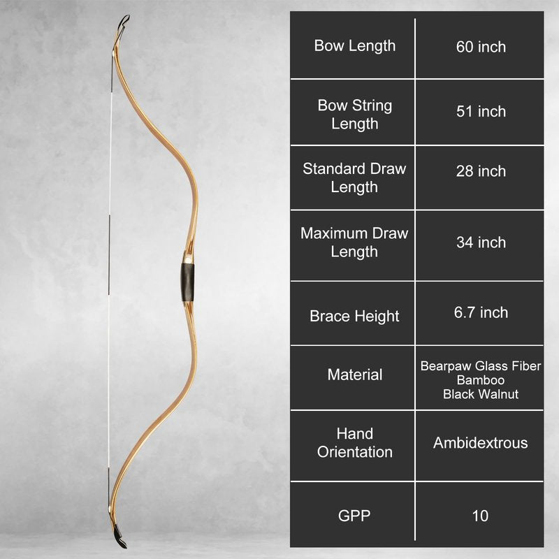 AF Archery Recurve Bow Traditional Horse Bow for Mounted Archery and Precision Shooting, Sicai Bow Peak Heritage of Ming Dynasty(45lbs, Bamboo)