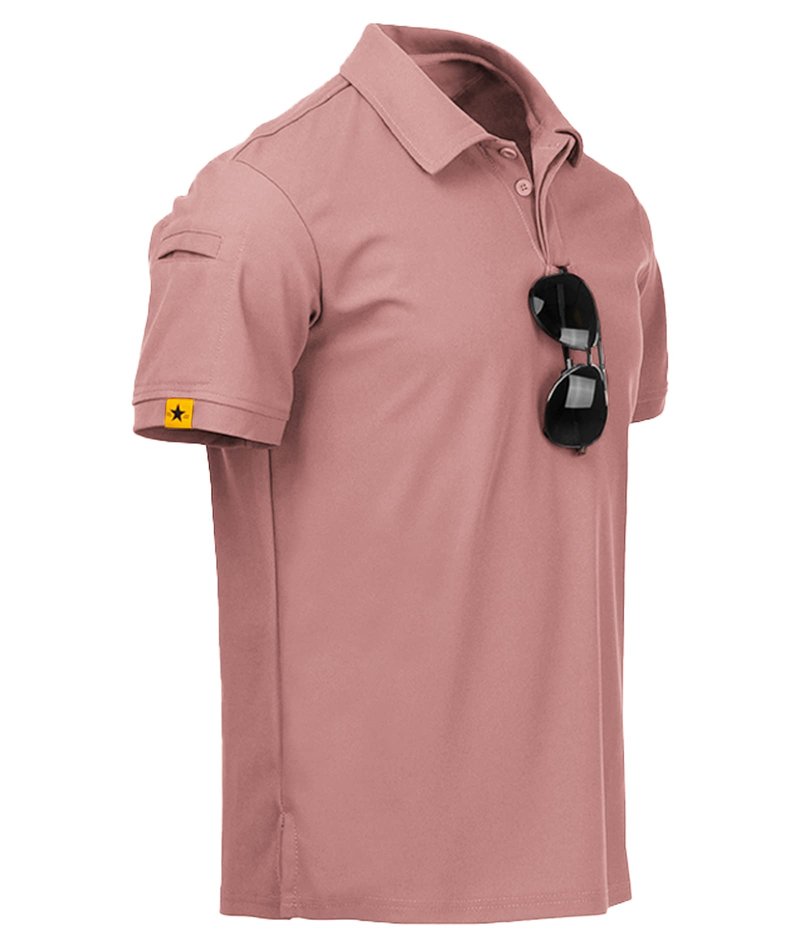 ZITY Mens Polo Shirt Short Sleeve Sports Tactical T-Shirt Athletic Golf Polos Daily Casual Stylish Collared Shirts for Men Ash Pink 5X-Large