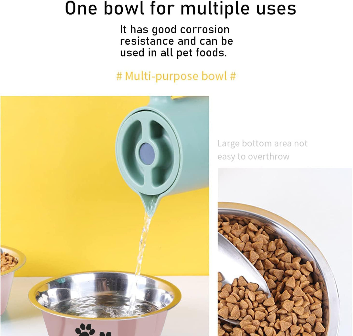 YUDANSI 860ml Pink Dog Bowls 2 Pack Small Medium Dogs Feeding Bowls Food Water Bowls with Non-Slip Silicone Sole, Stainless Steel Dog Dishes Elevated Raised Pet Feeder