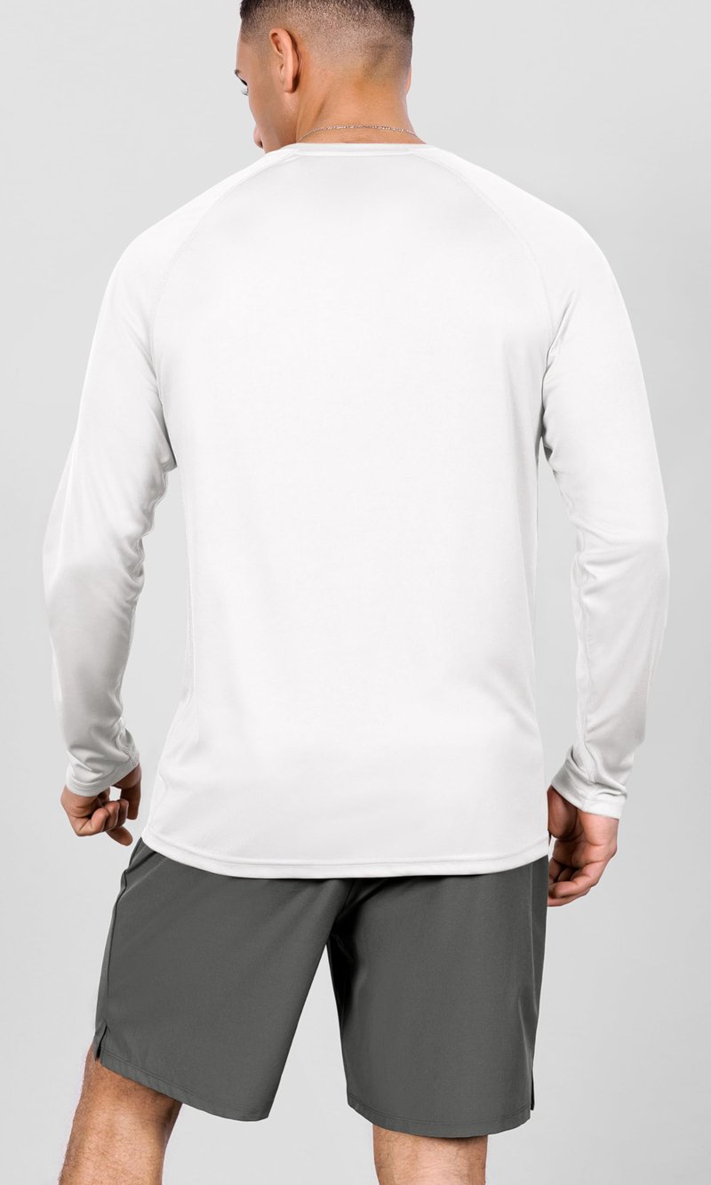 ODODOS Men's Quick Dry Long Sleeve Shirts UPF 50+ Sun Protection SPF Athletic Tops Workout Fishing T-Shirts, White, XX-Large
