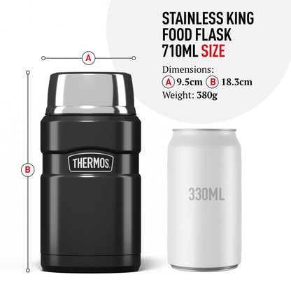 Thermos Stainless King Food Flask, 710ml Capacity - Sleek Multi- Purpose Flask for Daily Food Prep - Durable Stainless Steel with Red Finish - Ideal for On-the-Go Meals & Drinks