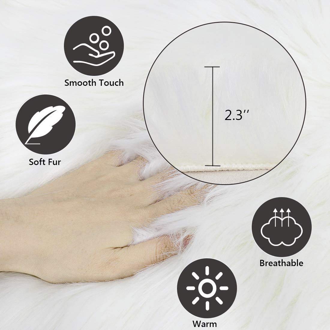 Qiodo 2Pack 12’’ Small Faux Fur Cushion Fluffy Plush Area Rug Photo Props