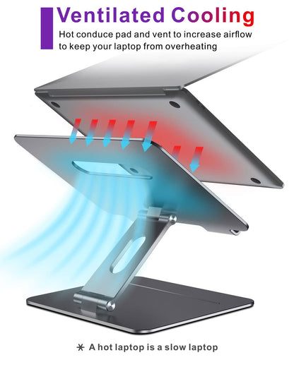 brocoon Adjustable MacBook Stand for Desk, Ergonomic Aluminum Laptop Riser with Heat-Vent, Compatible for 10-17" Laptops